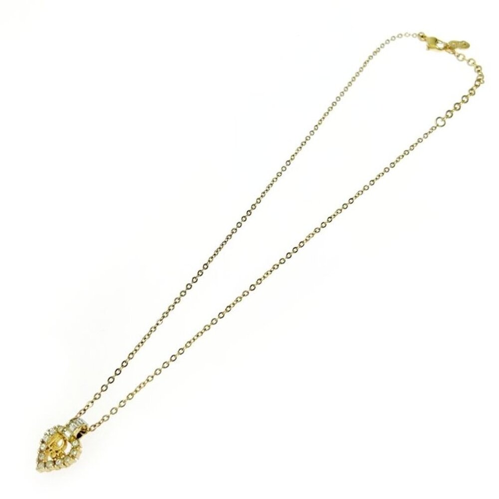 Christian Dior GP Rhinestone Logo Heart Necklace - Picture 2 of 7